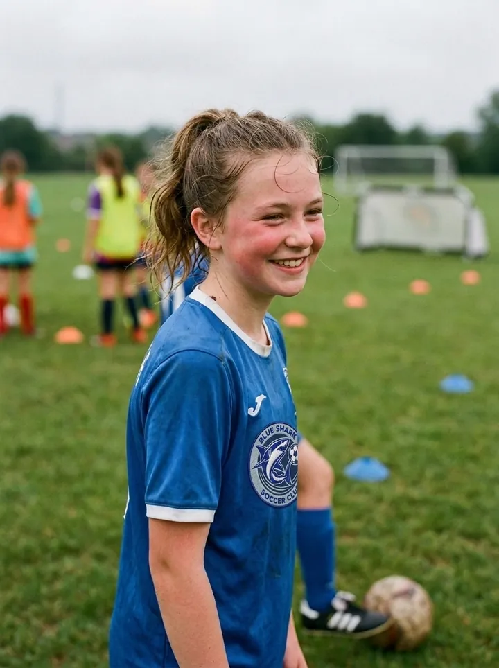 Ava, 12 at a Blue Shark training session